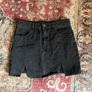 Dusty charcoal black denim mini skirt